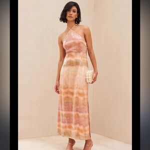 Cult Gaia Pink and Tan Maxi Dress